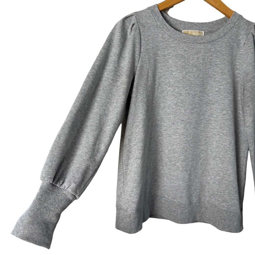 Michael‎ Kors Gray Puff Sleeve Lightweight Sweatshirt Pullover Top Size S - Picture 5 of 9